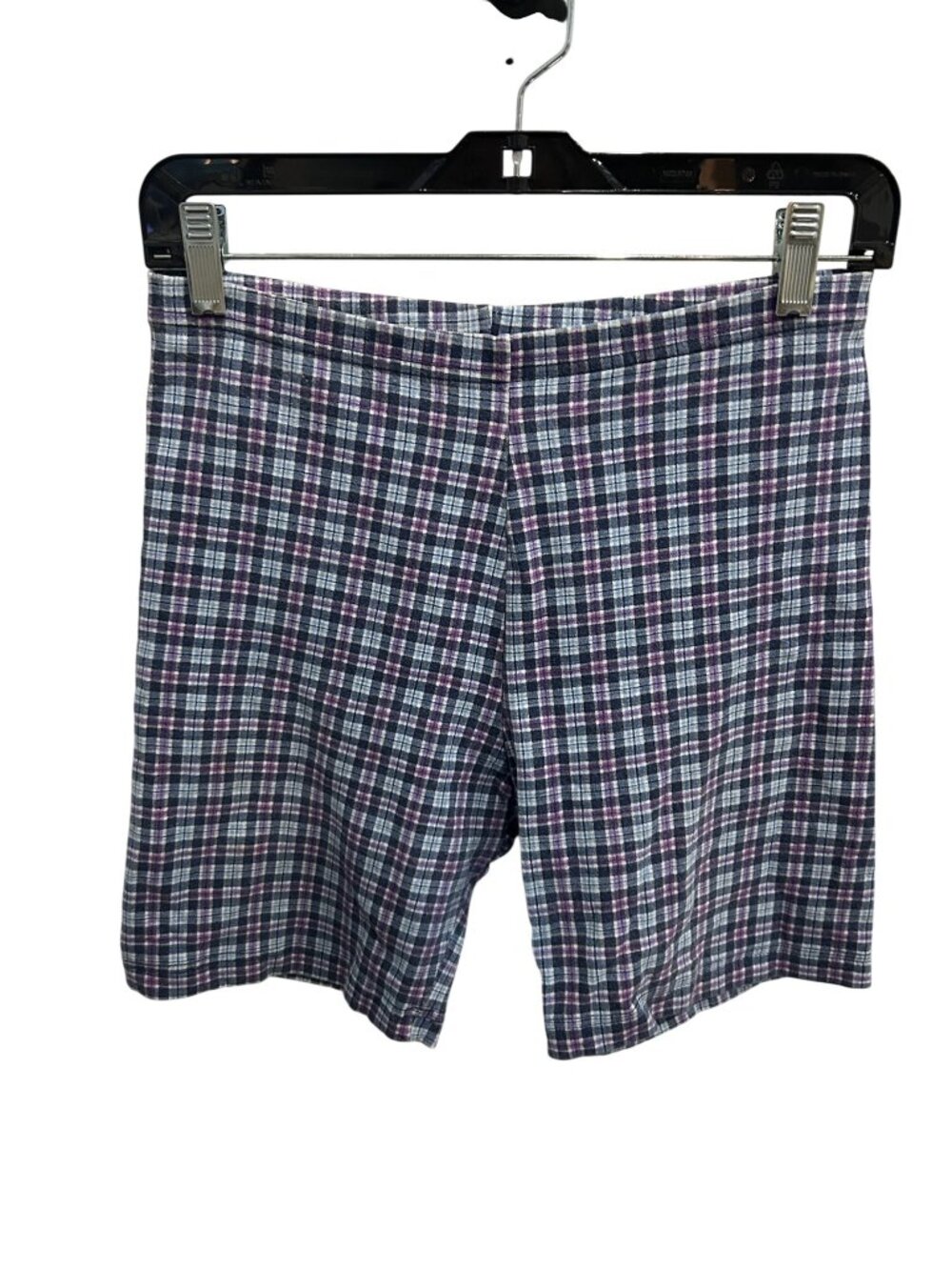 The Body Co Womens Purple Blue Plaid Lounge Shorts Size Medium Cotton Cozy